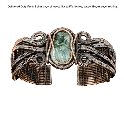 Thanks Giving Day Deal Copper Natural Seraphinite Boho Christening Cuff Jewelry - Image 1 of 4