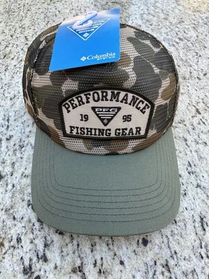 Columbia унисекс взрослых PFG галстук вниз сетки Snap назад зеленый камуфляж новый с Ярлыками рыбалки - Изображение 1 из 4