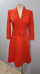 Karen Millen Ladies Red-Orange Forever Cinch Waist A-Line Dress Size UK 8 - Picture 1 of 11