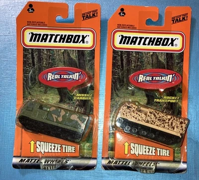 2 Matchbox Mattel Real Talkin’ Green Missile Carrier & Tan Rocket Transport 1998 - Image 1 of 4