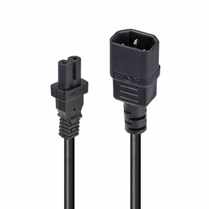 Lindy 1m IEC C14 to IEC C7 / Figure 8 Extension Power Cable, Black - Photo 1/5