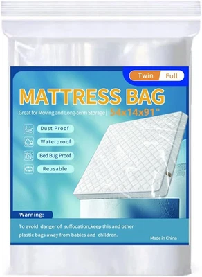 Mattress Bags for Moving Storage,Mattress Protector Cover, Twin/Full, 1-pack - Image 1 of 4
