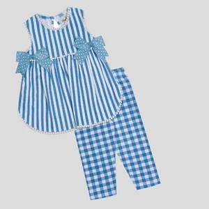 RARE EDITIONS BRAND NEW GIRL'S BOUTIQUE LIGHT BLUE/WHITE 2 PC OUTFIT SIZE 6X - Picture 1 of 1