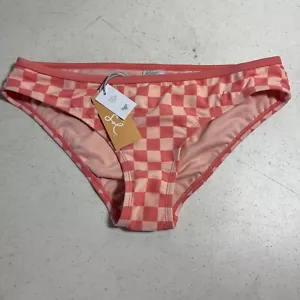Kona Sol Damen Medium Coverage Hipster Bikini Schwimmhose M Pfirsich Kariert - Bild 1 von 7