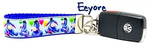 Eeyore Key Fob Wristlet Keychain 1"wide Zipper pull Camera strap handmade - Picture 1 of 11