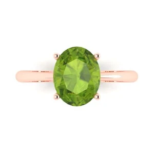2.5 cttw Solitaire Natural Peridot Engagement Ring - 14K Solid Gold (Rose Gold) - Picture 1 of 11