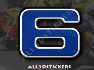 Autocollant Résine Nombre 6 Six 3D Couleur Bleu Dimension 100mm - Picture 1 of 1