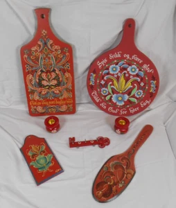 Vintage Norwegian Cutting Board Wall Decor Handpainted Rosemaling - Picture 1 of 8