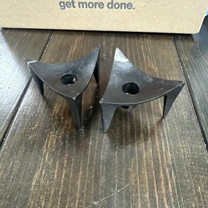 Set of 2 Black Dansk Cast Iron Tripod Candle Holders with Crown Mark - Picture 1 of 13