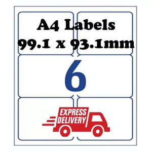 A4 Self Adhesive Address Labels Laser Inkjet Print Mailing Stickers 6 Per Sheet - Picture 1 of 1