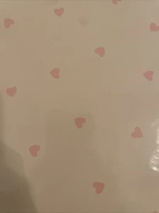 Vintage Punze Geschenkpapier rosa mit Herzen Reststück - Bild 1 von 3