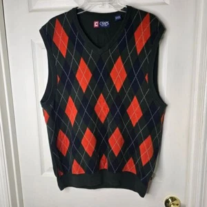 Chaps Preppy golf Argyle Sweater Vest mens cotton XL - Picture 1 of 9