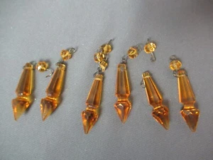6 prismas de cristal ámbar vintage - largos con punta - dobles - 2" t - 8 182 - Imagen 1 de 3