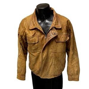 Vtg 80's NZO COOPER Men Cognac Leather BOMBER New Zealand Outback Biker Coat 44 - Picture 1 of 14