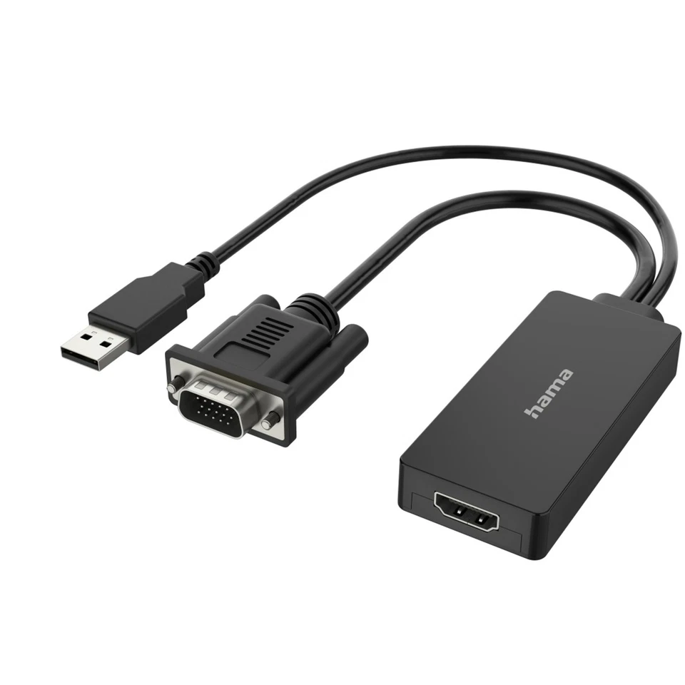 Hama Video Adapter Converter VGA- USB - Stecker zu HDMI-Buchse für Full-HD 1080p - Bild 1 von 1