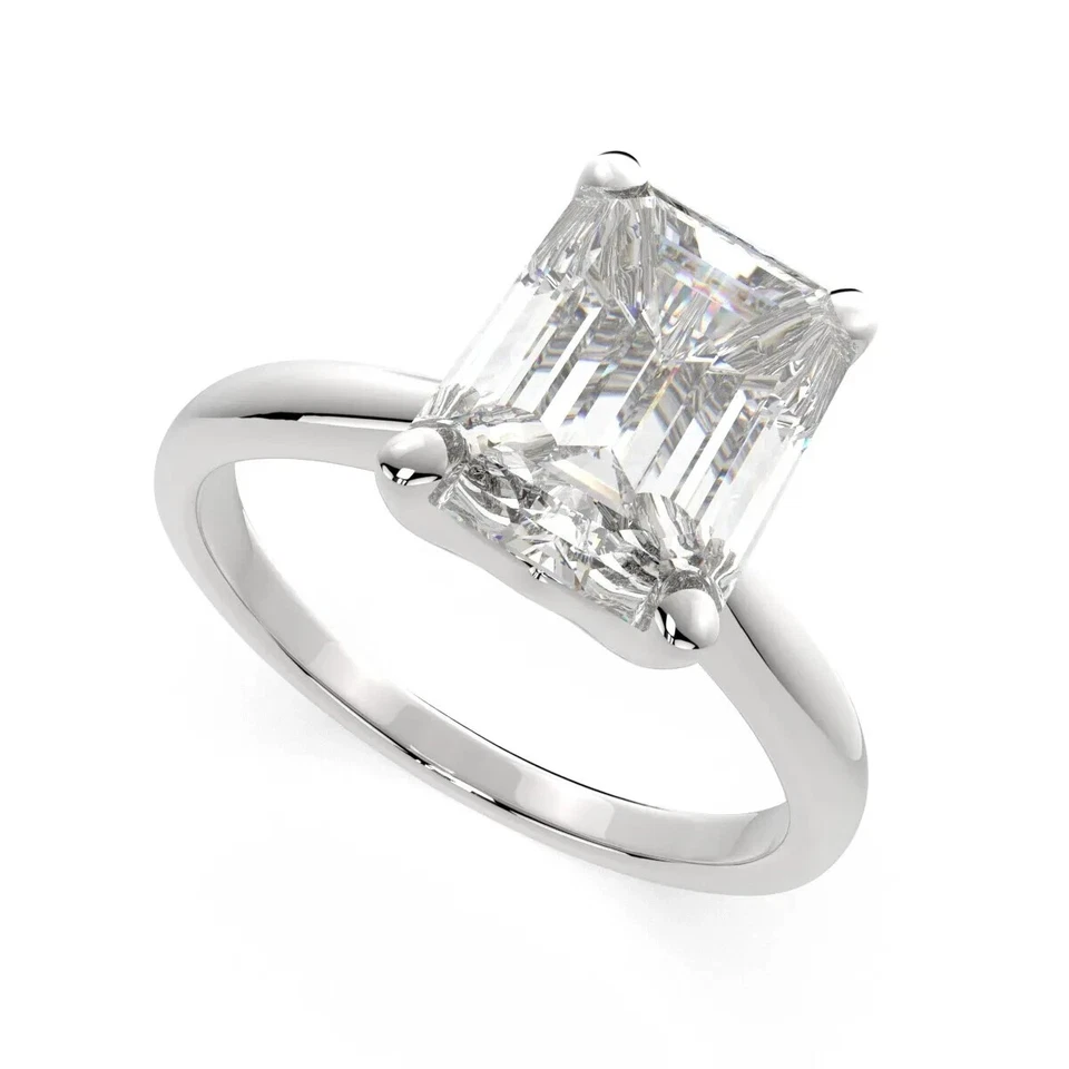 Anillo solitario de diamantes naturales VS1 E de 3 quilates certificado en plata de ley 925 maciza Foto 1 de 4