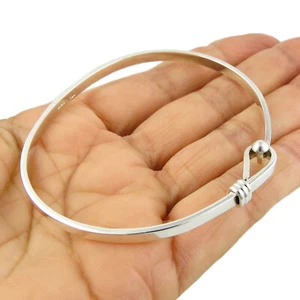 Vorderhaken gepunzt massiv 925 Sterling Silber oval Armreif Stil Armband - Bild 1 von 6