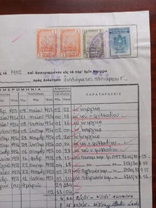 #767 Greece man from Myconos m. navy document w/ revenues 1956 - Picture 1 of 3