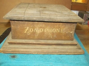 Antique Zon-O-Phone Empty Phonograph Table Top Case Cabinet - Picture 1 of 11