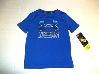 NEW UNDER ARMOUR boys short sleeve performance shirt blue logo  sz 4 - Image 1 of 2