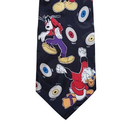 Corbata de cuello de seda Disney Mickey Unlimited Goofy Scrooge reproductor de música discos Foto 1 de 4