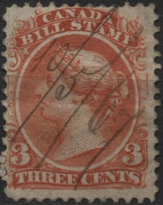 Canada 1865 VanDam #FB20 3c red bill stamp (perf 12) used - Picture 1 of 1