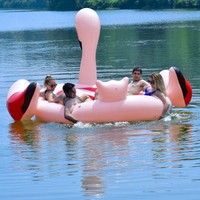 6-Person Inflatable Flamingo Floating Island With Electric Pump