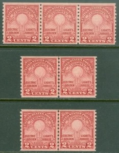 EDW1949SELL : USA 1929 Sc #656. 2 Line pairs & Strip of 3. All VFMOGVLH Cat - Picture 1 of 2