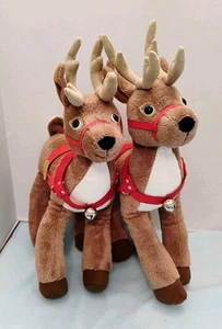 2 Hallmark Polar Express Rentier Plüsch 13,5 Zoll Glockengeschirr Stofftiere - Bild 1 von 6