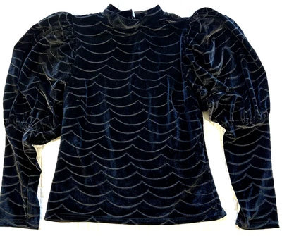 THML черный Puff рукав бархата верхний текстурированный Regency Whimsigoth Goth Y2K маленький - Изображение 1 из 4