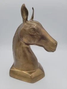 Vintage Brass Horse Head Bust Figurine Statue 8.5” Tall Farmhouse Rustic - Picture 1 of 7
