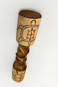 Música Sonajero Madera Tallado a Mano Tortuga Mar Náutico Boho Firmado RK DE COLECCIÓN Grande 15x3" - Imagen 1 de 20