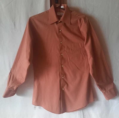 VANHEUSEN MENS SALMON DRESS SHIRT BUTTON DOWN FITTED 14.5X32X33 WRINKLE FREE - Image 1 of 4