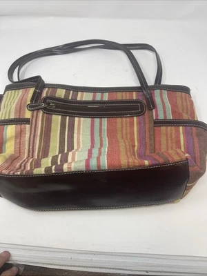 Giani Bernini Mujer Lona Rayas Cartera Bolso de Mano Bolso de Mano Foto 1 de 4