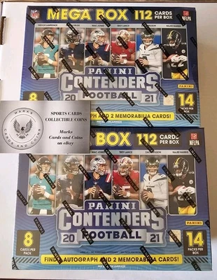 2021 Panini Contenders Football 2 Mega Box Lot - 2 Autos, 4 Mem per Lot ! - Image 1 of 4