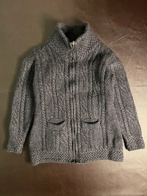 Carraig Donn Sweater S Irish Wool Aran Fisherman Cable Knit Hand Knit Full Zip - Image 1 of 4