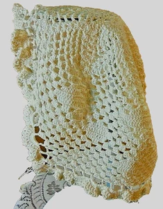 Vintage Cotton Hand Crochet Baby/Infant Bonnet 12"l x 5.5" W - Picture 1 of 5