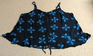Sonoma Goods For Life Women Size 2X Blue Floral 100% Rayon Spaghetti Strap Top24 - Picture 1 of 5