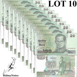 Thailand 20 Baht 2003 P 109 UNC LOT 10 pcs - Picture 1 of 2