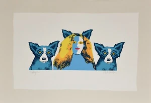 George Rodrigue Blue Dog "Soul Mates I" Print Signed Numbered Artwork - Picture 1 of 4