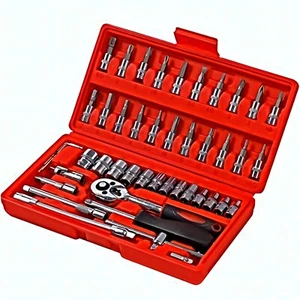 P & K 46 Teiliges Knarrenkasten mit Knarre und Steckschlüsselsatz 1/4“ - Bild 1 von 4