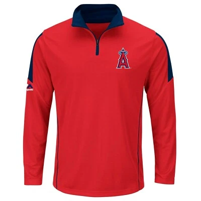 Majestic MLB Los Angeles Angels Rojo Consulta de Estado Cuarto-Zip Para hombres 5XLT Big Ta Foto 1 de 4