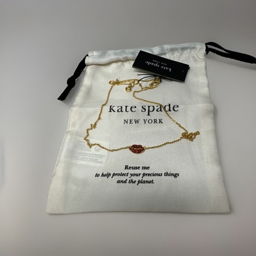 Mini Collana Catena Labbra Nuova con Etichette Kate Spade HIT THE TOWN Placcata Oro 12 K Zirconia Cristalli Nuova con Etichette