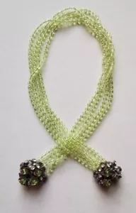 Miriam Haskell Vaseline Perle LARIAT Crossover Halskette Kleid Clip Enden ~ wie besehen - Bild 1 von 9