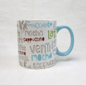 Starbucks 16oz Coffee Lingo Language Words 2007 Blue Coffee Cup Mug Latte Venti - Picture 1 of 4