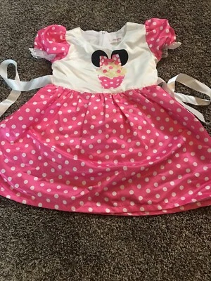 Vestido de moda soleado Minnie Mouse Cupcake rosa lunqueado incorporado sin cordones talla 4 usado en excelente estado Foto 1 de 4