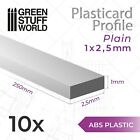 Plasticard Strip PLAIN FLAT Profile 2,5mm - Styrene ABS Plastic Plastikard HIPS