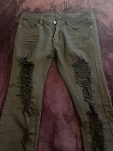 Adorable Machine Jeans Black Ripped Destroyed Distressed Skinny Jeans Sz 29 - Picture 1 of 9