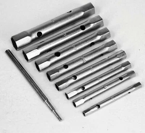 9PC METRIC TUBULAR BOX SPANNER BACK NUT TAP WRENCH SET 6-22MM TORQUE BAR NEW - Picture 1 of 2