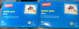 Two Staples Photo Plus Paper Gloss Ink Jet Compatible 4" x 6" 60 Sheets - Picture 1 of 2